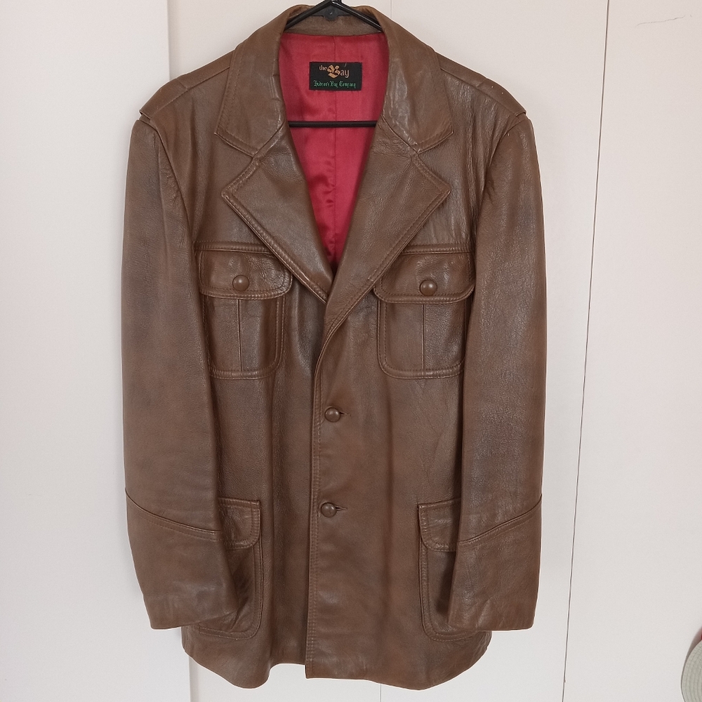 Hudson Bay Men's Brown Leather Jacket